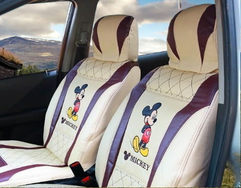 Disney Mickey Mouse Cream Leather Seat covers on sale pair