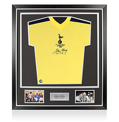 A1SportingMemorabilia.co.uk Maillot Tottenham signé Glenn Hoddle encadré - Maillot FA Cup 1982 - Premium | Véritable main signée avec certificat | Autographes authentiques | Super cadeau