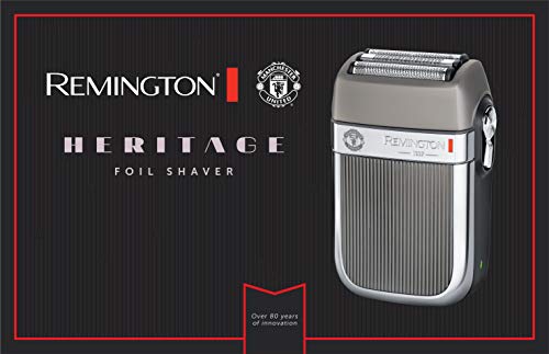 Remington Manchester United Heritage Cordless Electric Shaver Including Razor Cleaning Brush and Face Towel, Silver