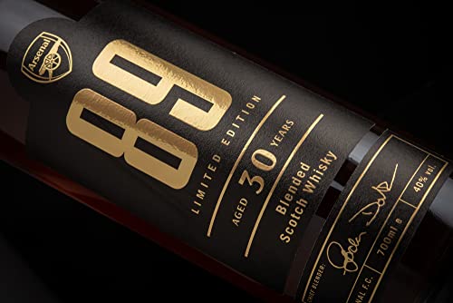 Premium Arsenal Whisky | Rare 30 Year Old Collectors Whisky Blended from Finest Malts by Award Winning Distillers | Luxury Fathers Day Gift for Gooners & Football Fans | Limited Edition (70cl)