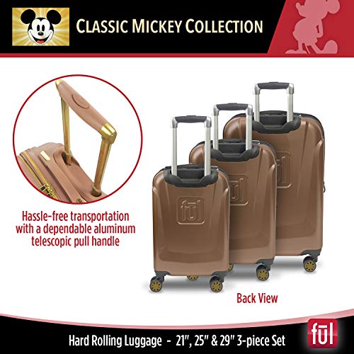 ful Disney Mickey Mouse Textured Luggage, Rose Gold, 29", 3 Pc Set - Rose