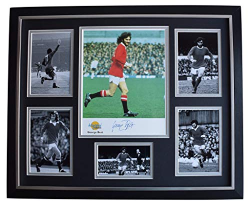 Sportagraphs George Best SIGNÉ Photo encadrée Autographe Énorme affichage Manchester United COA