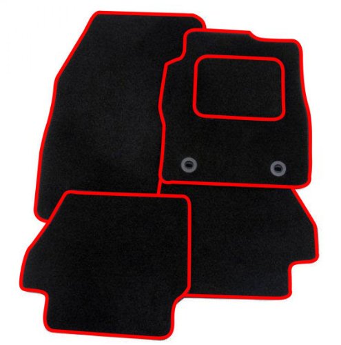 United Car Parts BLACK-RED-MATS-169 Black + Red Trim Tailored Car Floor Mats Carpet