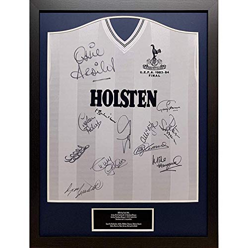 Allstarsignings Framed Official retro Spurs 1984 Uefa Cup Final football shirt signed by 12 with COA and proof.