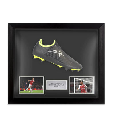 A1SportingMemorabilia.co.uk Framed Pierre-Emerick Aubameyang Signed Football Boot - Puma, Black - Bubble Framed | Genuine Hand Signed With Certificate | Authentic Autographs | Great Gift