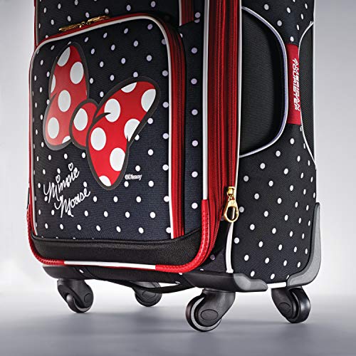 American Tourister Disney Softside Luggage with Spinner Wheels, Mickey Mouse Pants, 21-Inch, Minnie Mouse Red Bow, 2-Piece Set (21/28), Disney Softside Luggage with Spinner Wheels
