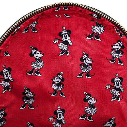 Disney Minnie Mouse Mini sac à bandoulière à pois noirs et blancs avec porte-monnaie amovible, 8,44 x 12,3 pouces