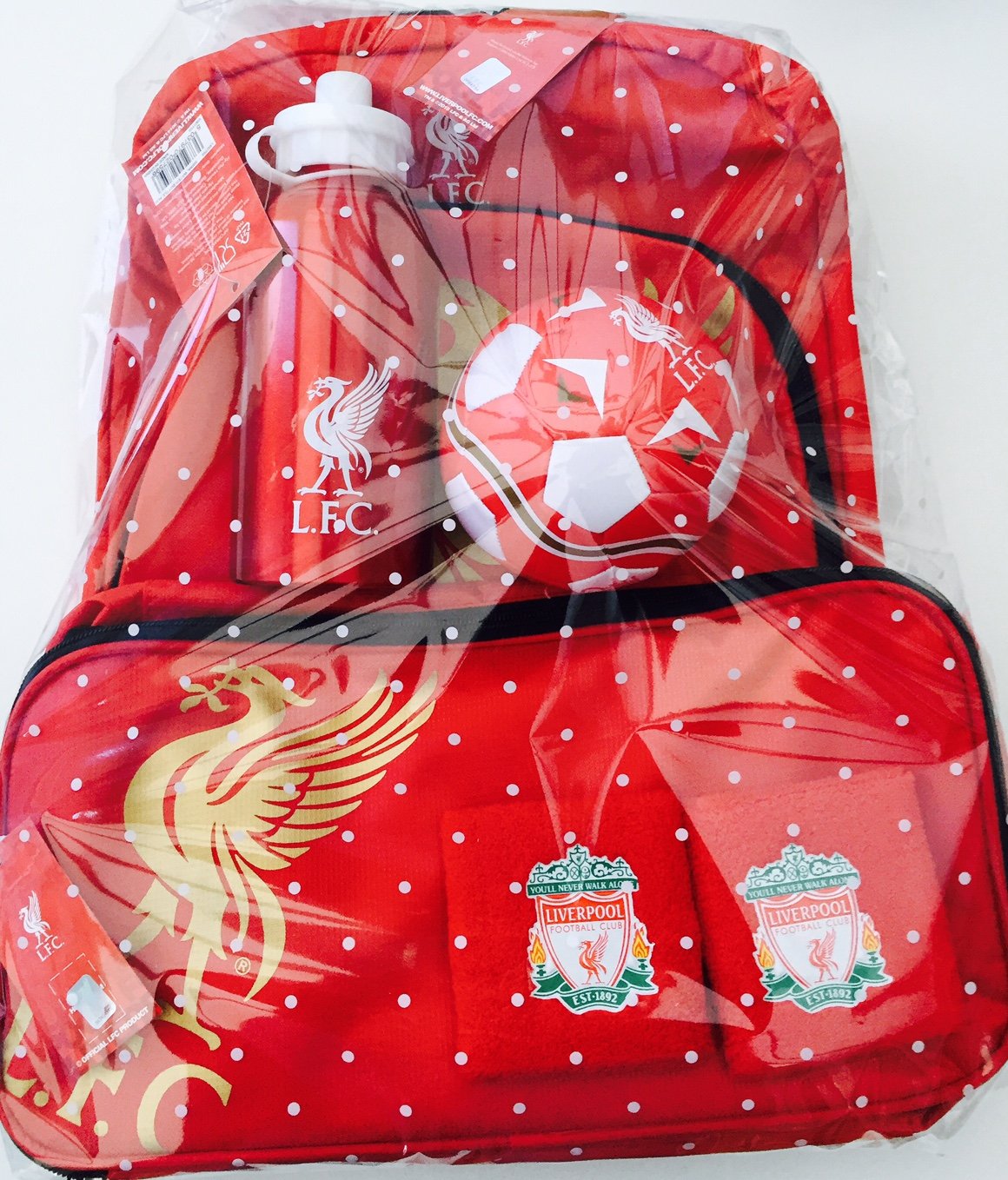 LIVERPOOL FC FOOTBALL GIFT SET PIECES BACK PACK, BOOT BAG