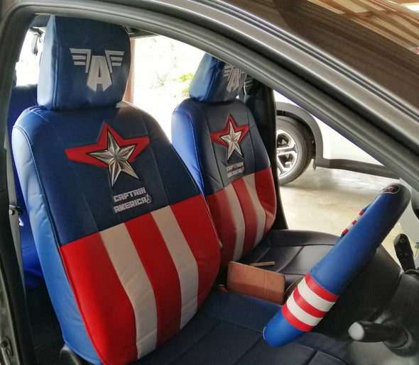 Marvel store captain america seat covers front premium