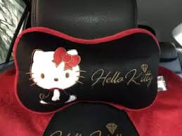 Car neck pillow hello kitty black and red