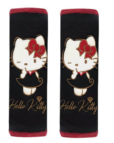 Sanrio Hello Kitty black and white seat belt covers pads pair official Premier Car Accessories Sanrio Hello Kitty black and white seat belt covers pads pair official Premier Car Accessories
