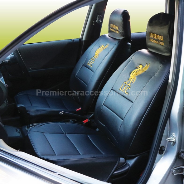 Liverpool FC leather black seat covers