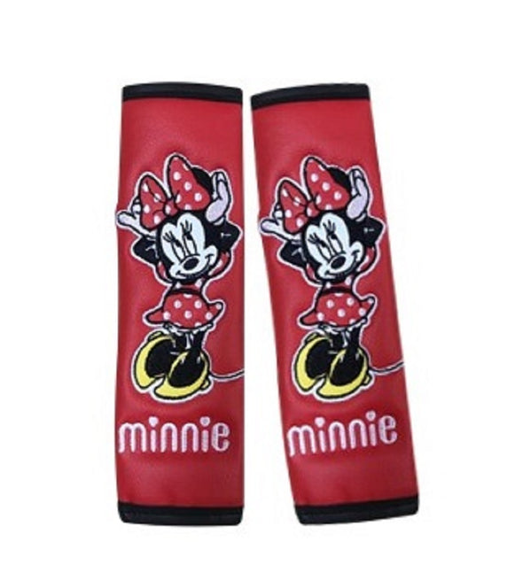 Minnie Mouse faux leather seat belts pair